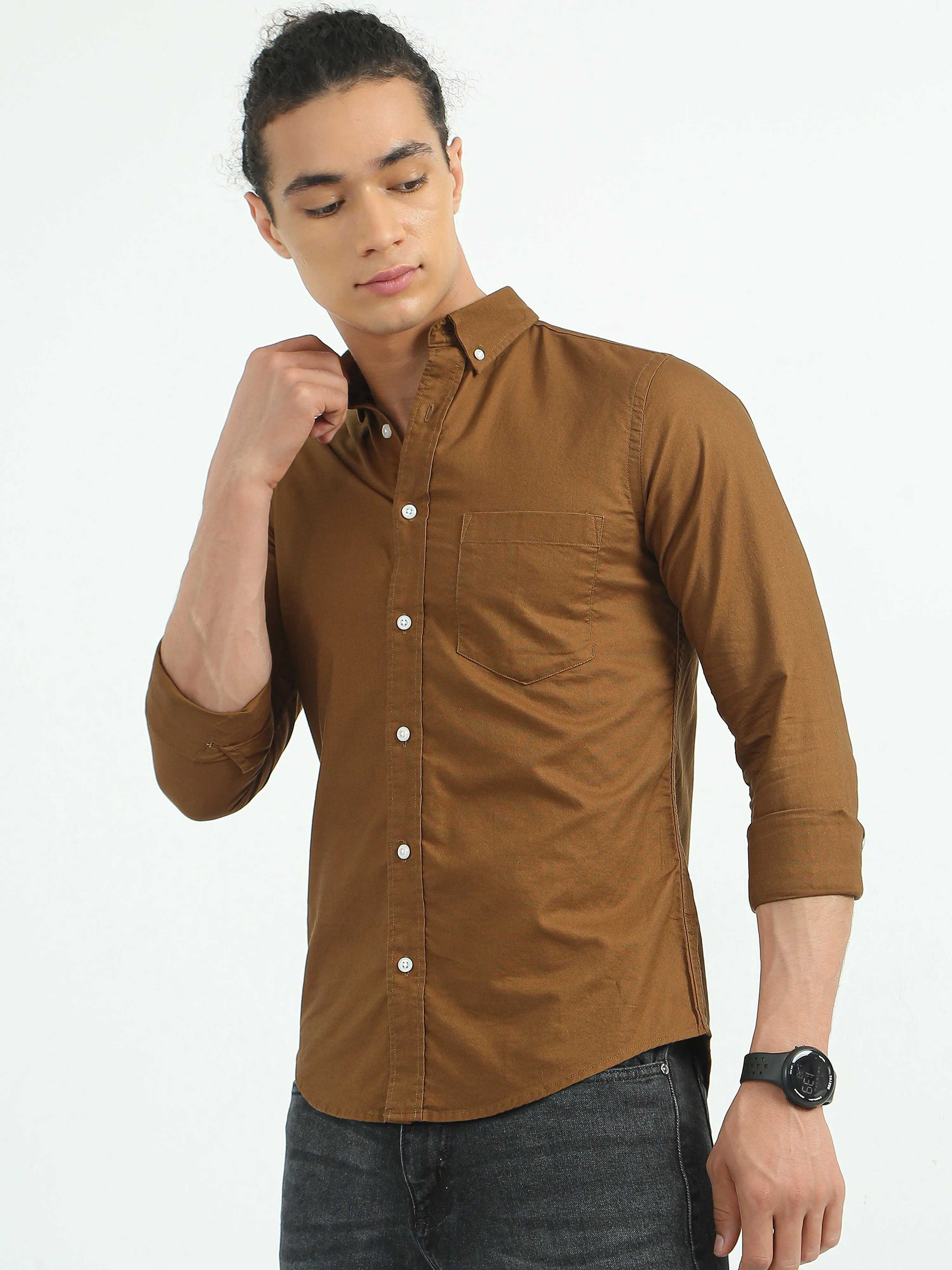 Classy Oxford Full Sleeve Shirt - Brown