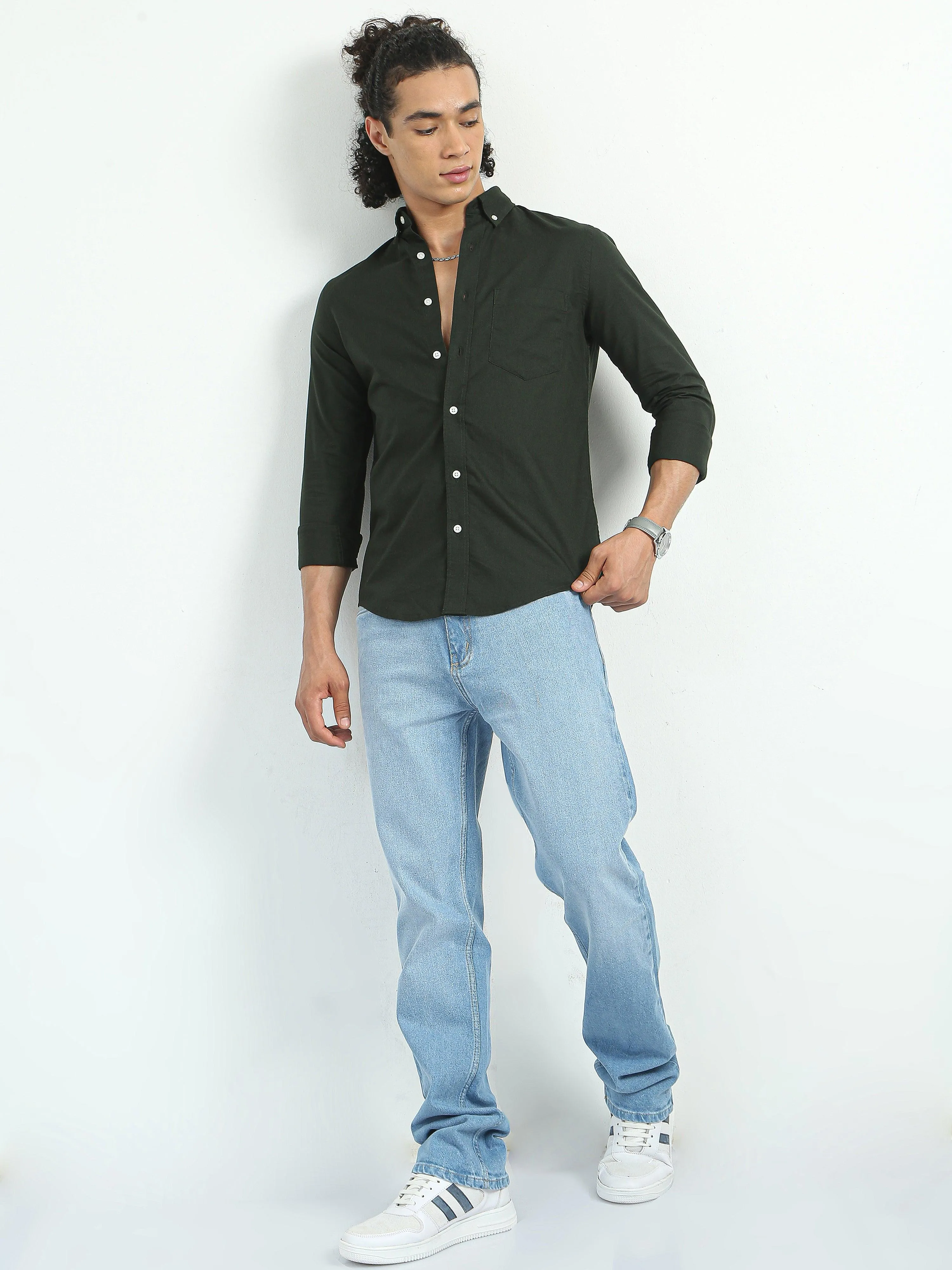Classy Oxford Full Sleeve Shirt - Dark Green