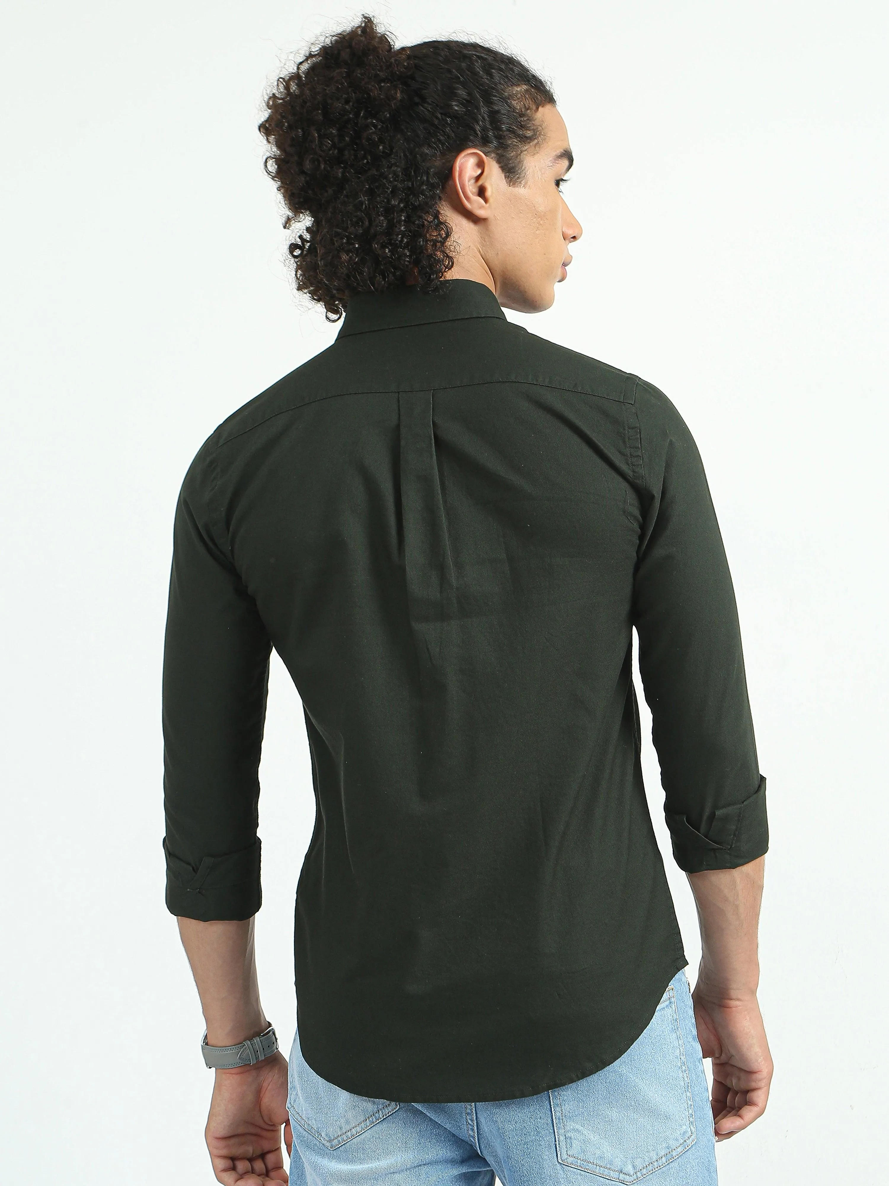 Classy Oxford Full Sleeve Shirt - Dark Green