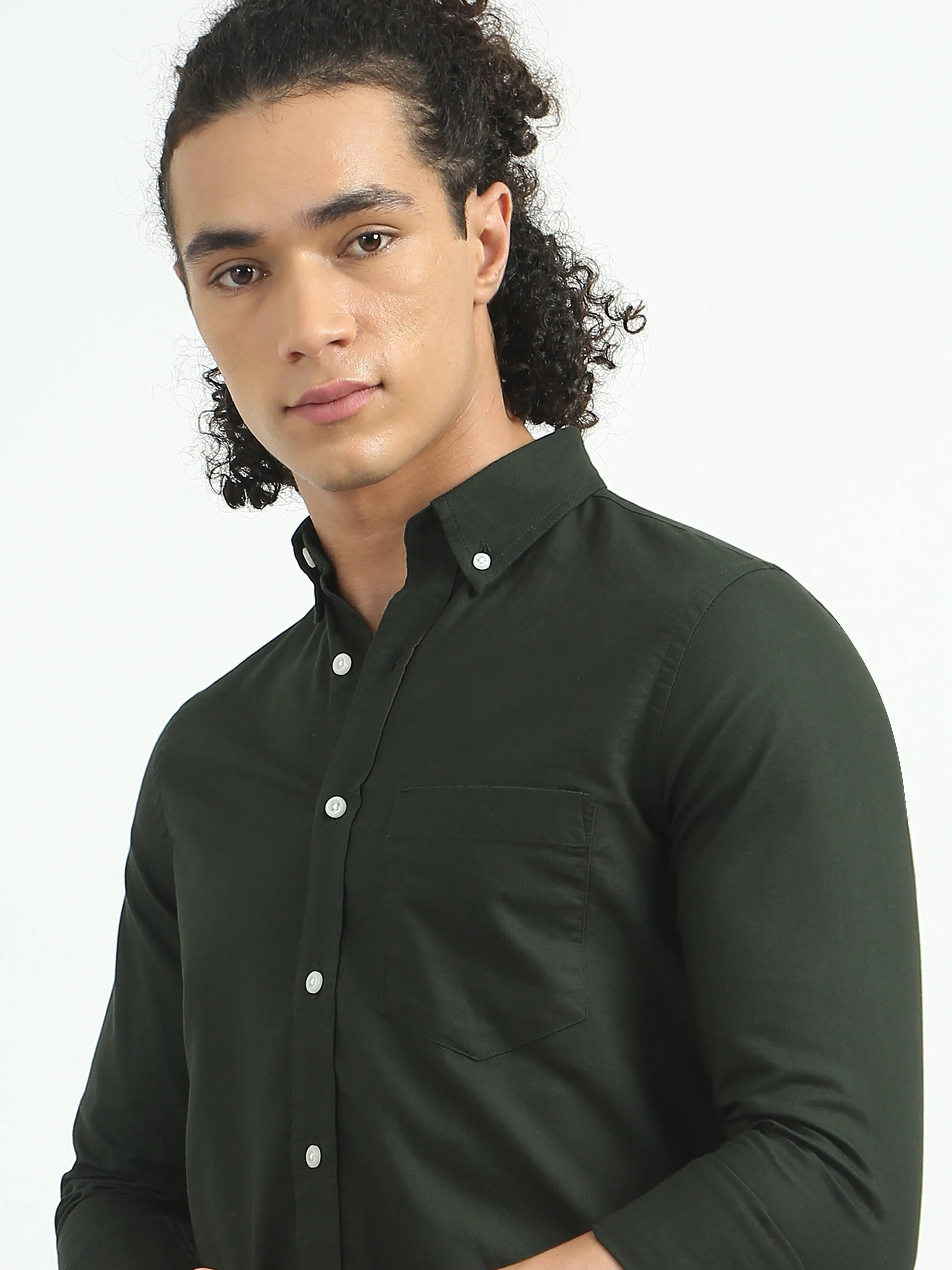 Classy Oxford Full Sleeve Shirt - Dark Green