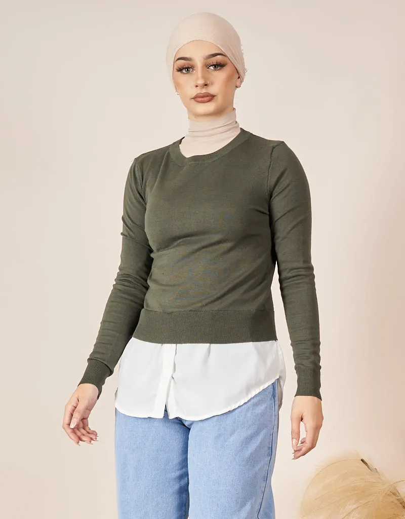 Knit Chiffon Shirt Jumper