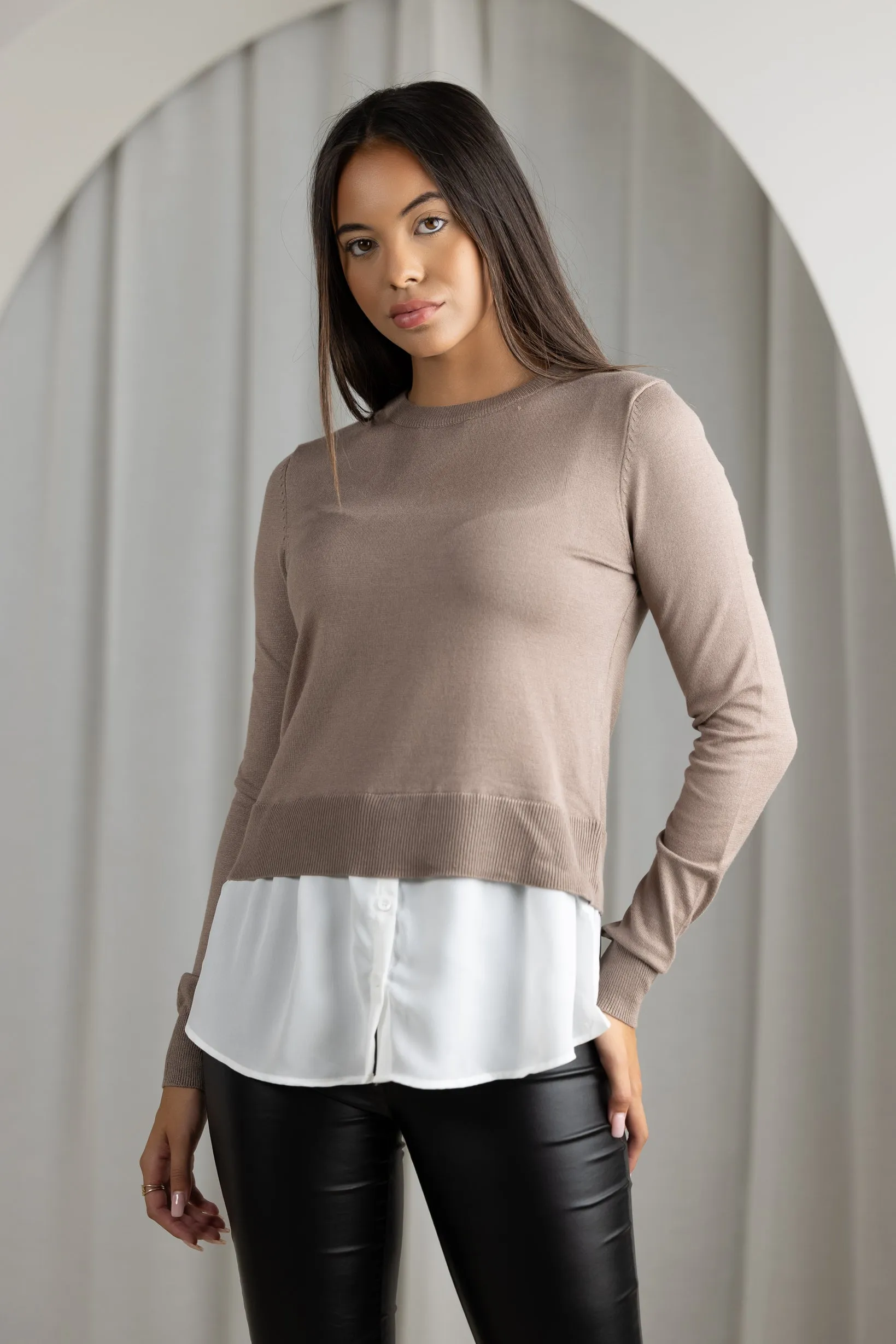 Knit Chiffon Shirt Jumper