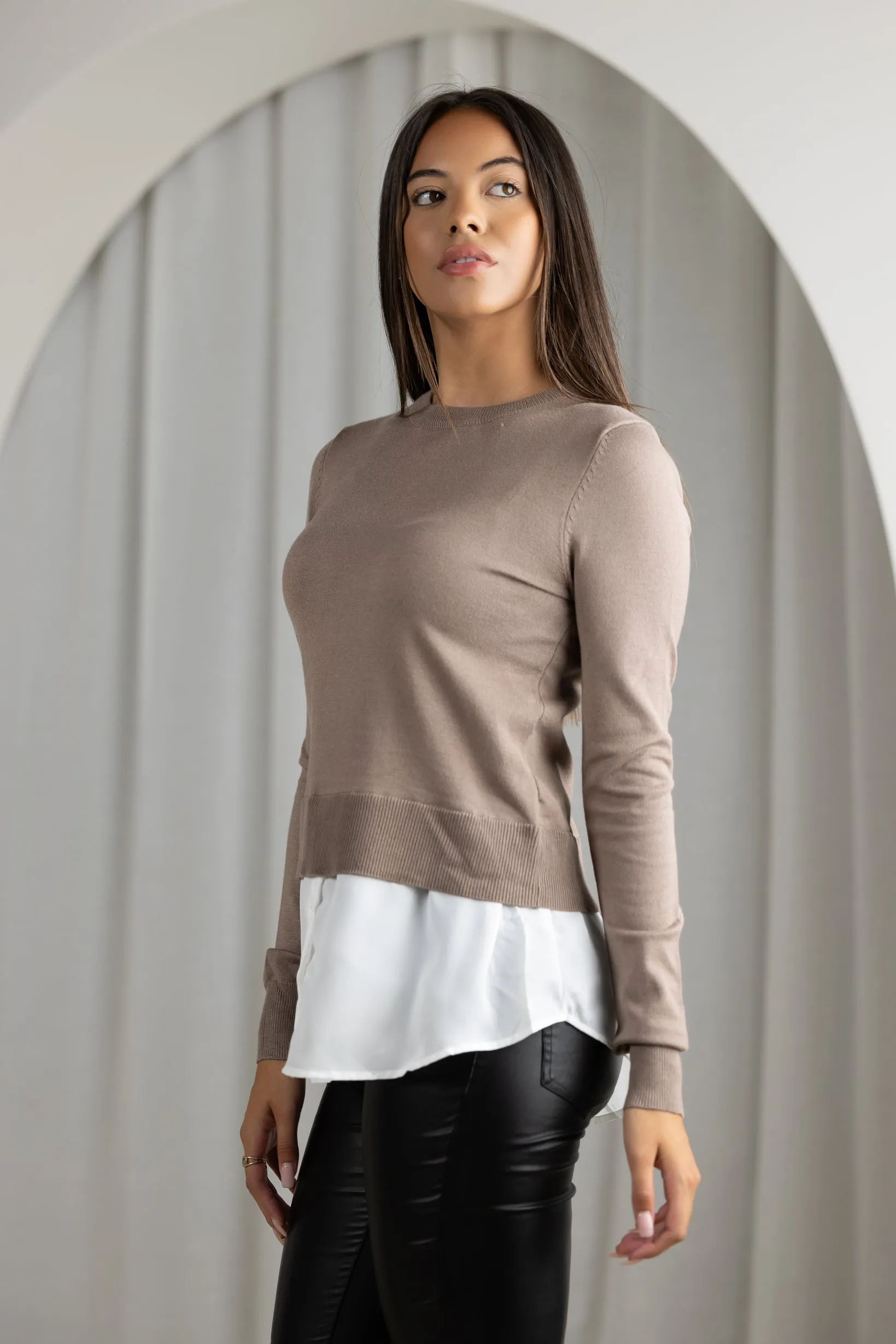 Knit Chiffon Shirt Jumper
