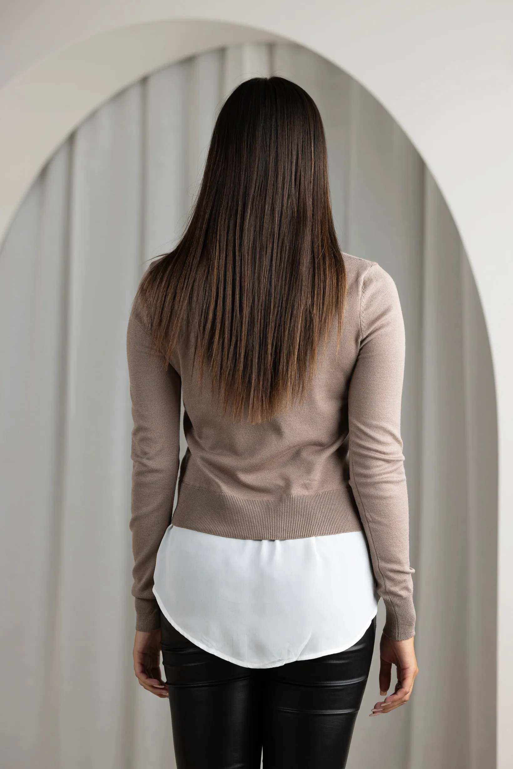 Knit Chiffon Shirt Jumper