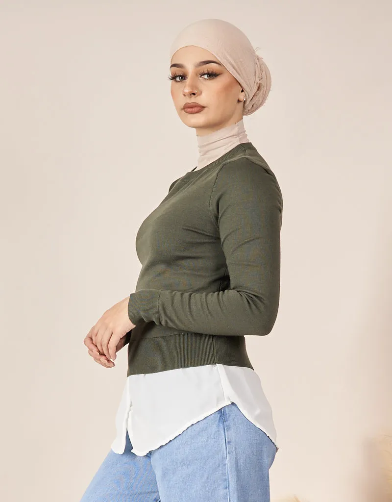 Knit Chiffon Shirt Jumper