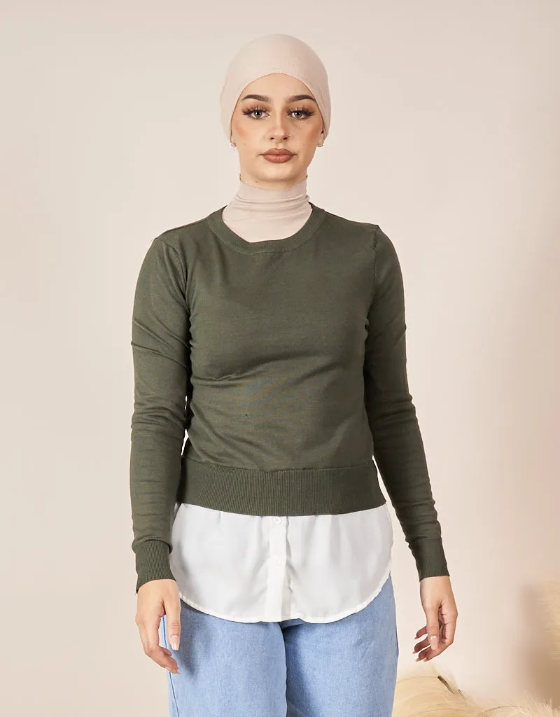 Knit Chiffon Shirt Jumper
