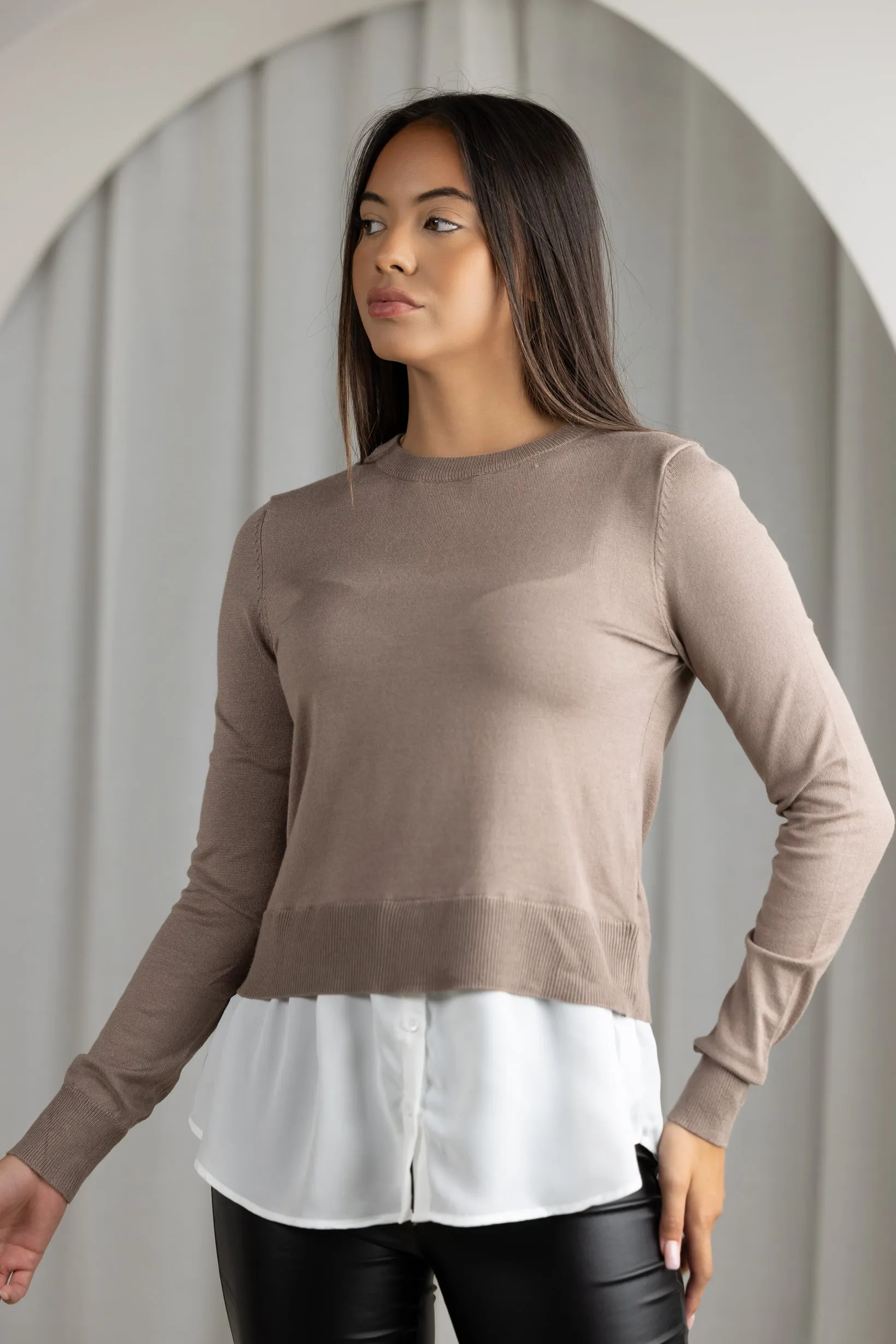 Knit Chiffon Shirt Jumper
