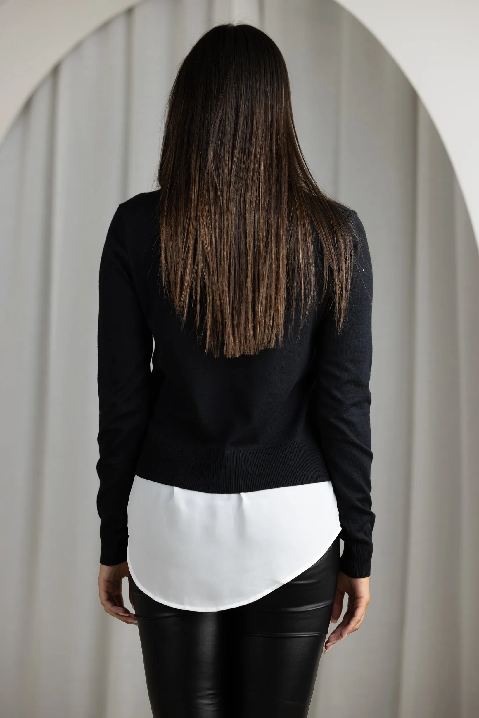 Knit Chiffon Shirt Jumper