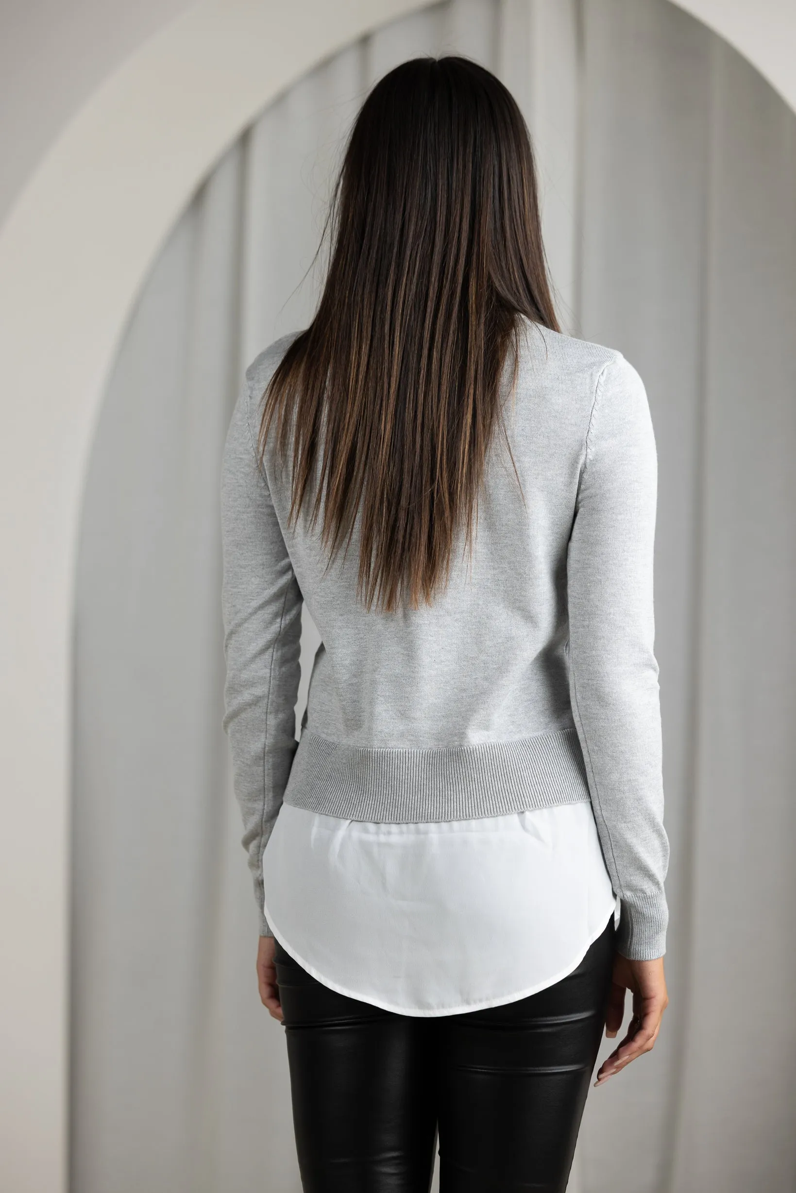 Knit Chiffon Shirt Jumper