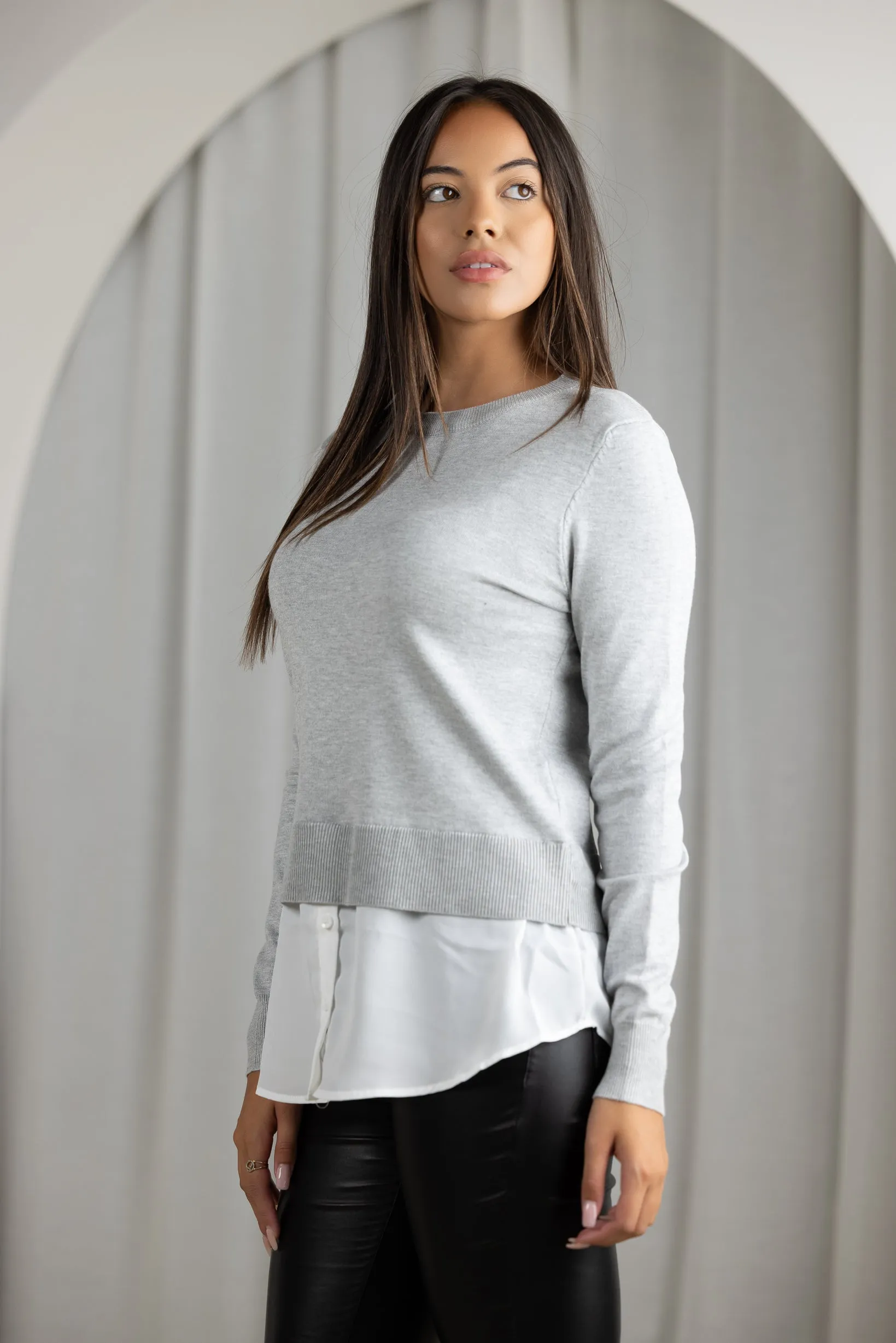 Knit Chiffon Shirt Jumper