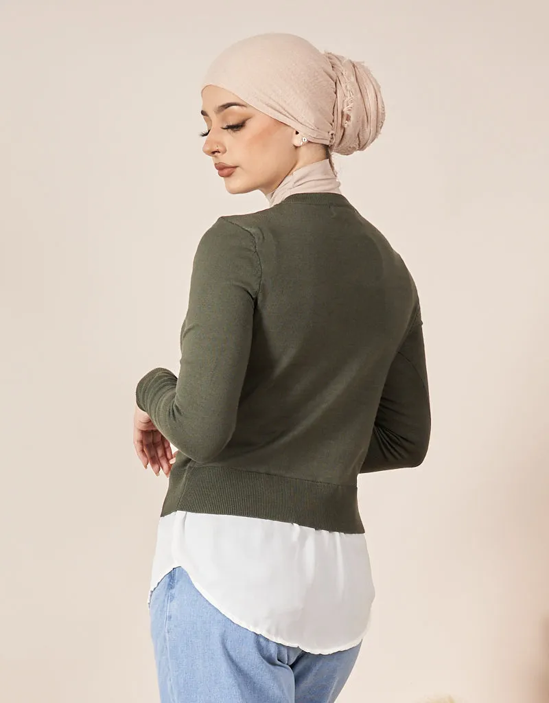 Knit Chiffon Shirt Jumper