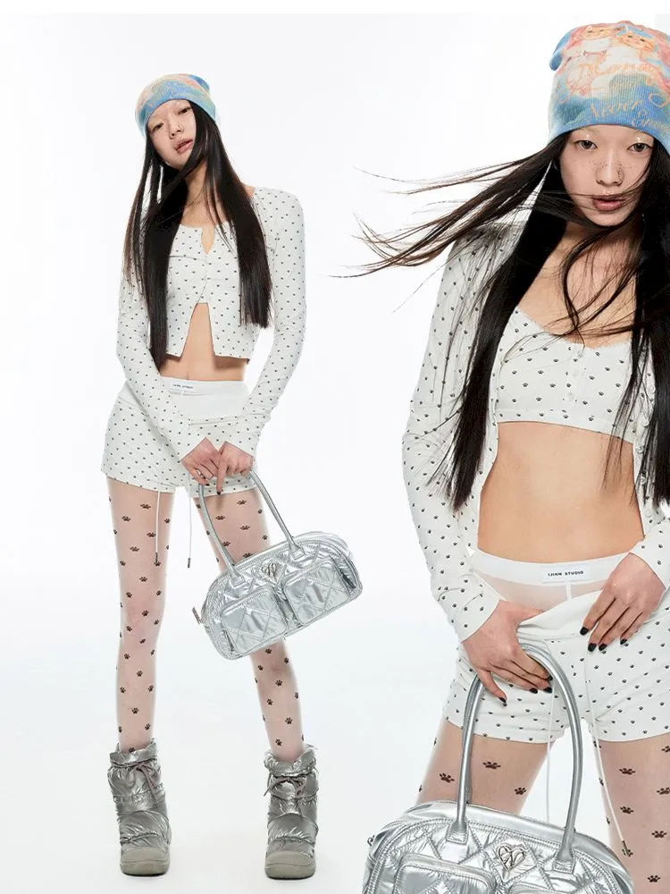 Knitted Lace Skinny Short Cardigan【s0000006281】