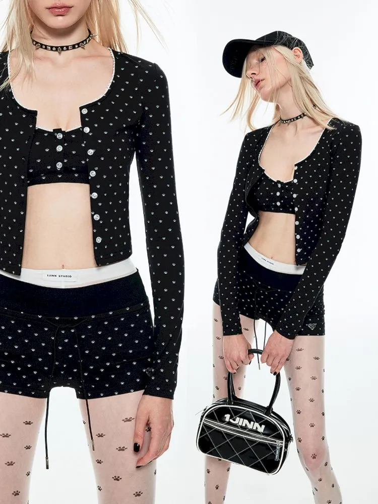Knitted Lace Skinny Short Cardigan【s0000006281】