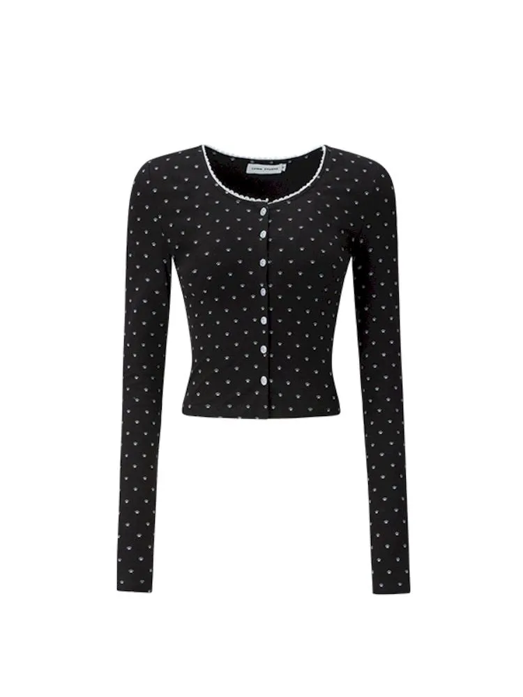 Knitted Lace Skinny Short Cardigan【s0000006281】