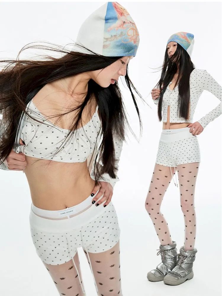 Knitted Lace Skinny Short Cardigan【s0000006281】