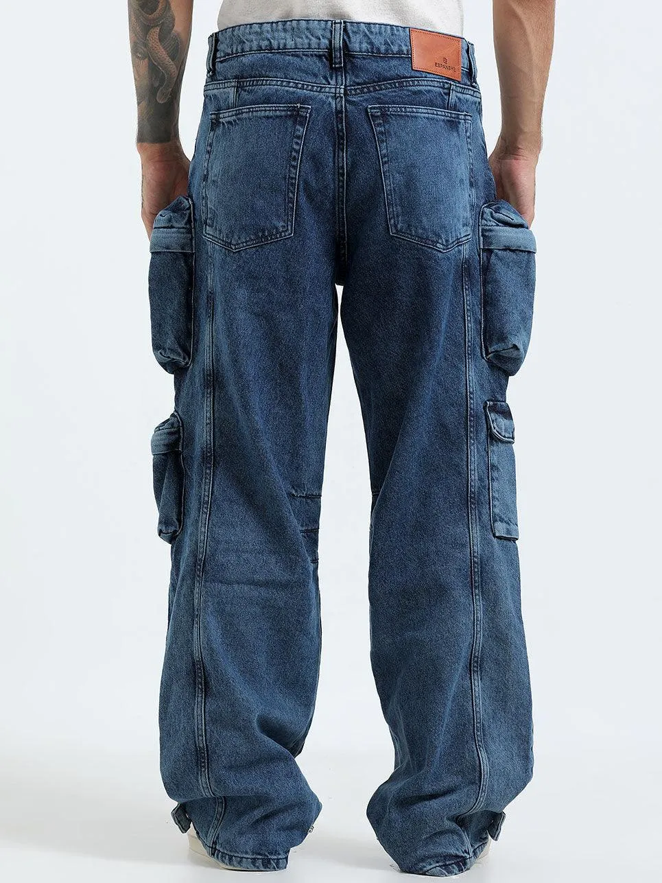 Kola -  Baggy 10 Pocket Cargo Jeans - Dark Blue