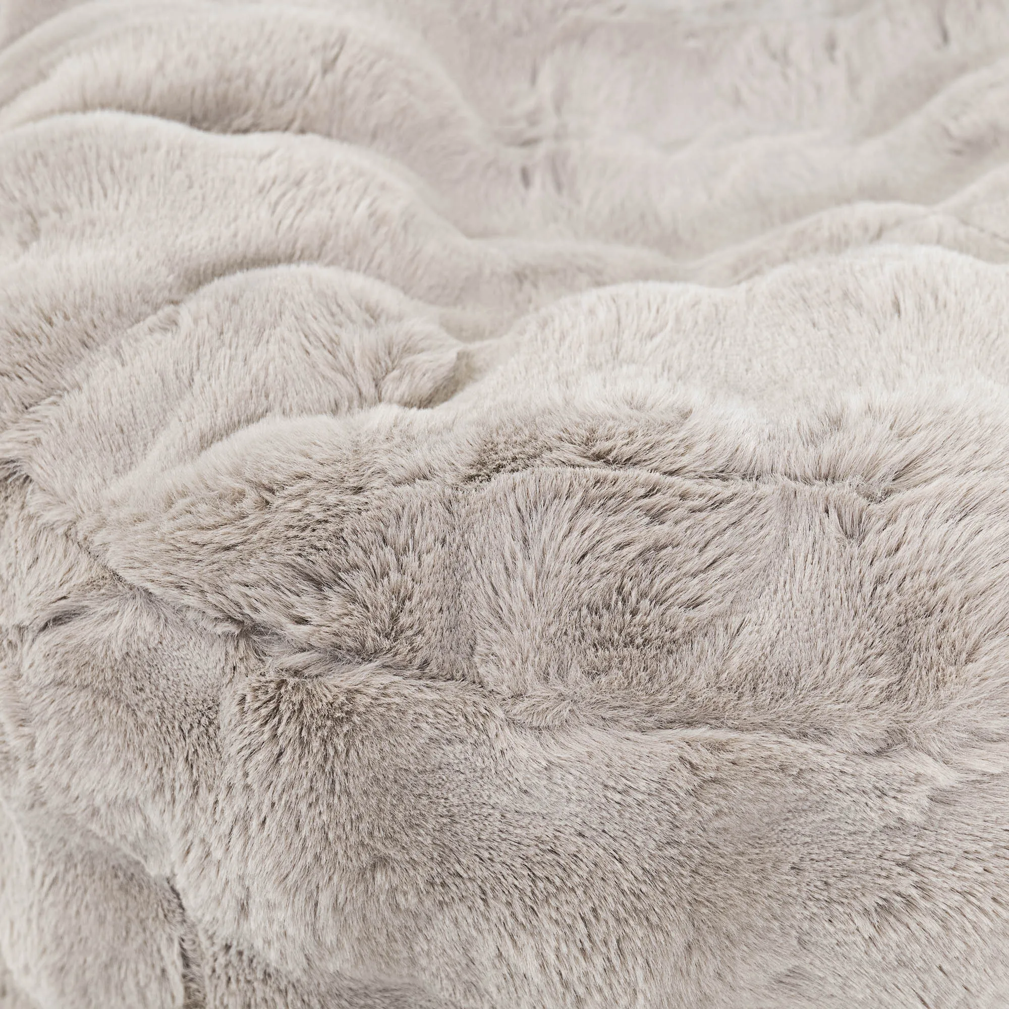 Large Round Footstool - Bubble Faux Fur Mink