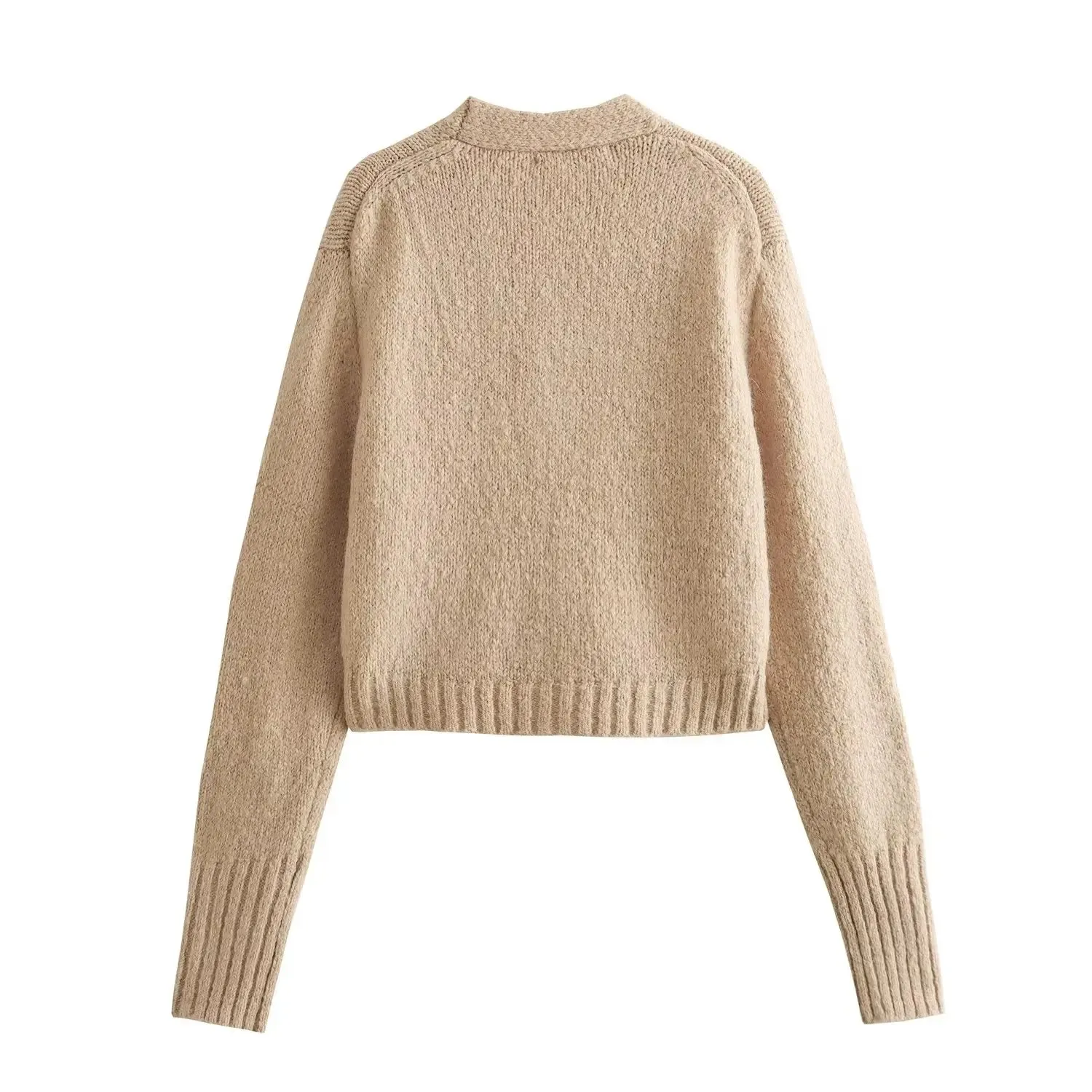 Pre Order:  Ribbed Pockets Knitted Short Cardigan