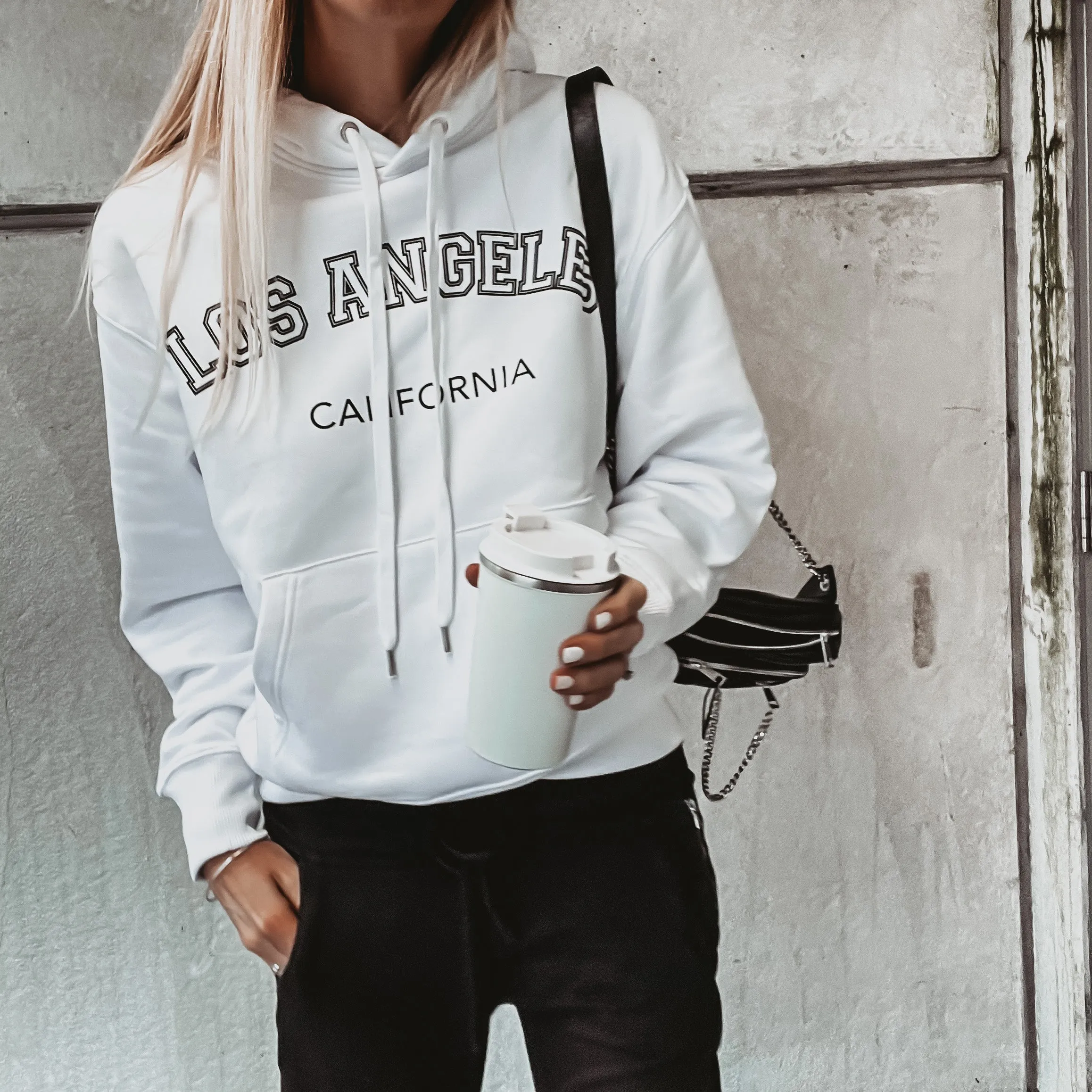 Super slouchy white LOS ANGELES hoody *super slouchy fit*